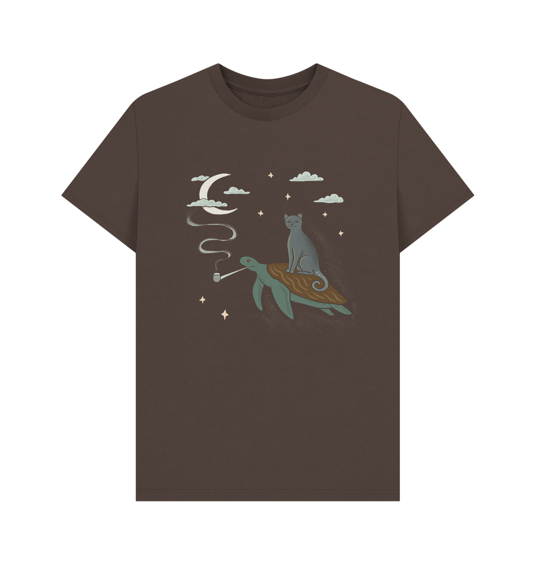 Chocolate 'Cat & Turtle Flying To The Moon' Eco Shirt